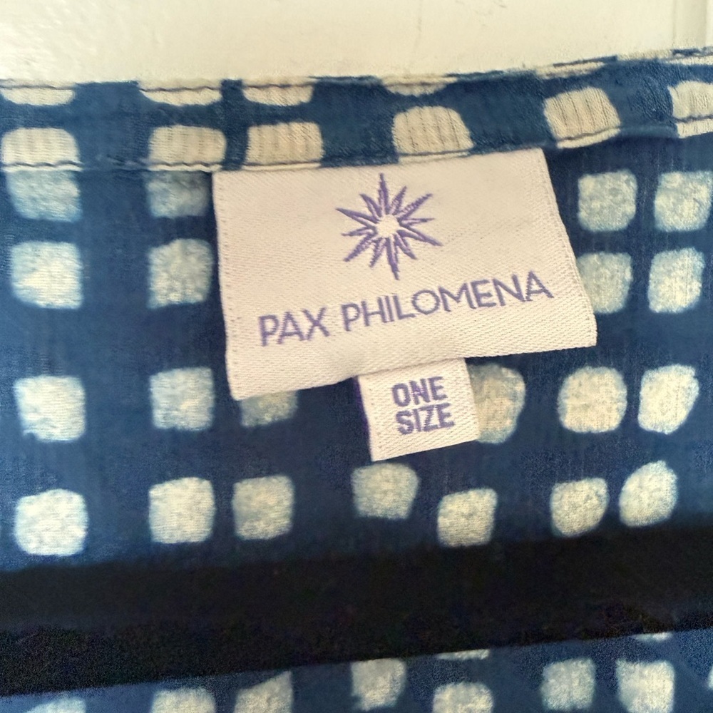 Pax Philomena Maxi Dress One Size Blue Floral Kaftan Lightweight Cotton — image 5 of 8